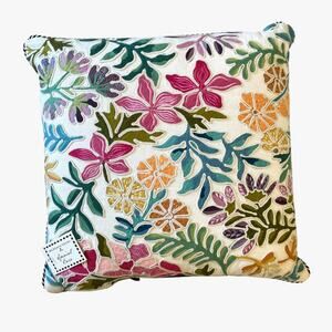 Mackenzie Childs Carnivale Floral Throw Pillow 18x18 Pop of Color Floral NEW